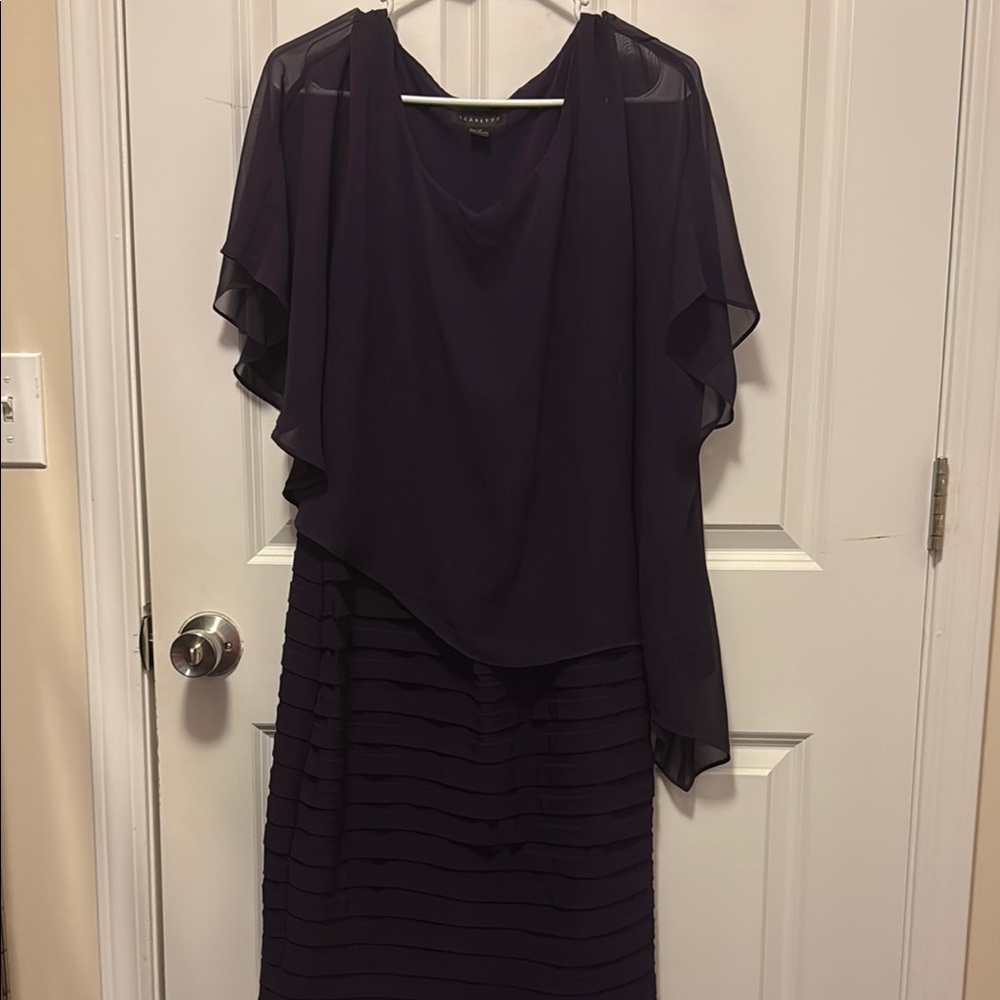 Elegant Purple Dress with Sheer Overlay